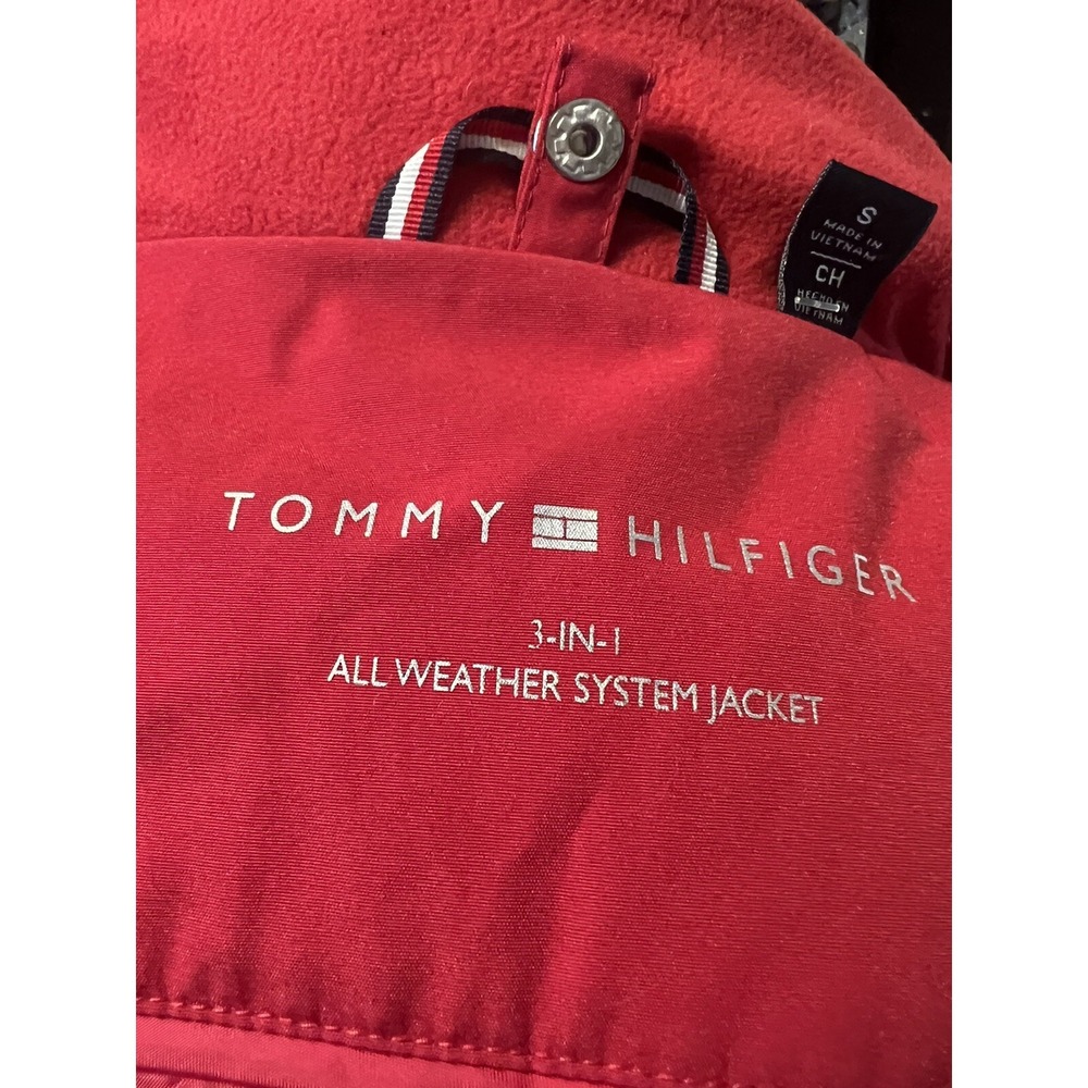 Tommy Hilfiger Womens All Weather System Hooded Jacket Red‎ /Navy Sz S1306142 - Picture 10 of 12